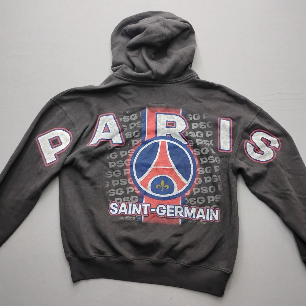 Paris Saint-Germain PSG Full Zip Hoodie Mens Small Black Graphic Soccer Fan Gear